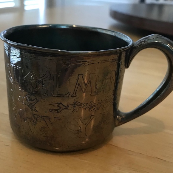 Antique Silver Plate ABC Mug ~ Nursery Tales 1920